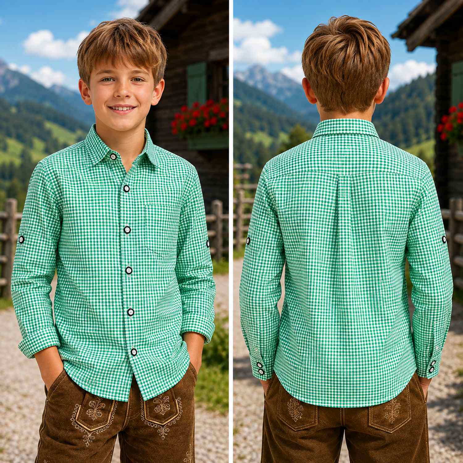 trachtenland-isar-trachten-kinder-trachtenhemd-dominik-48300-gr-n-kariert image 6