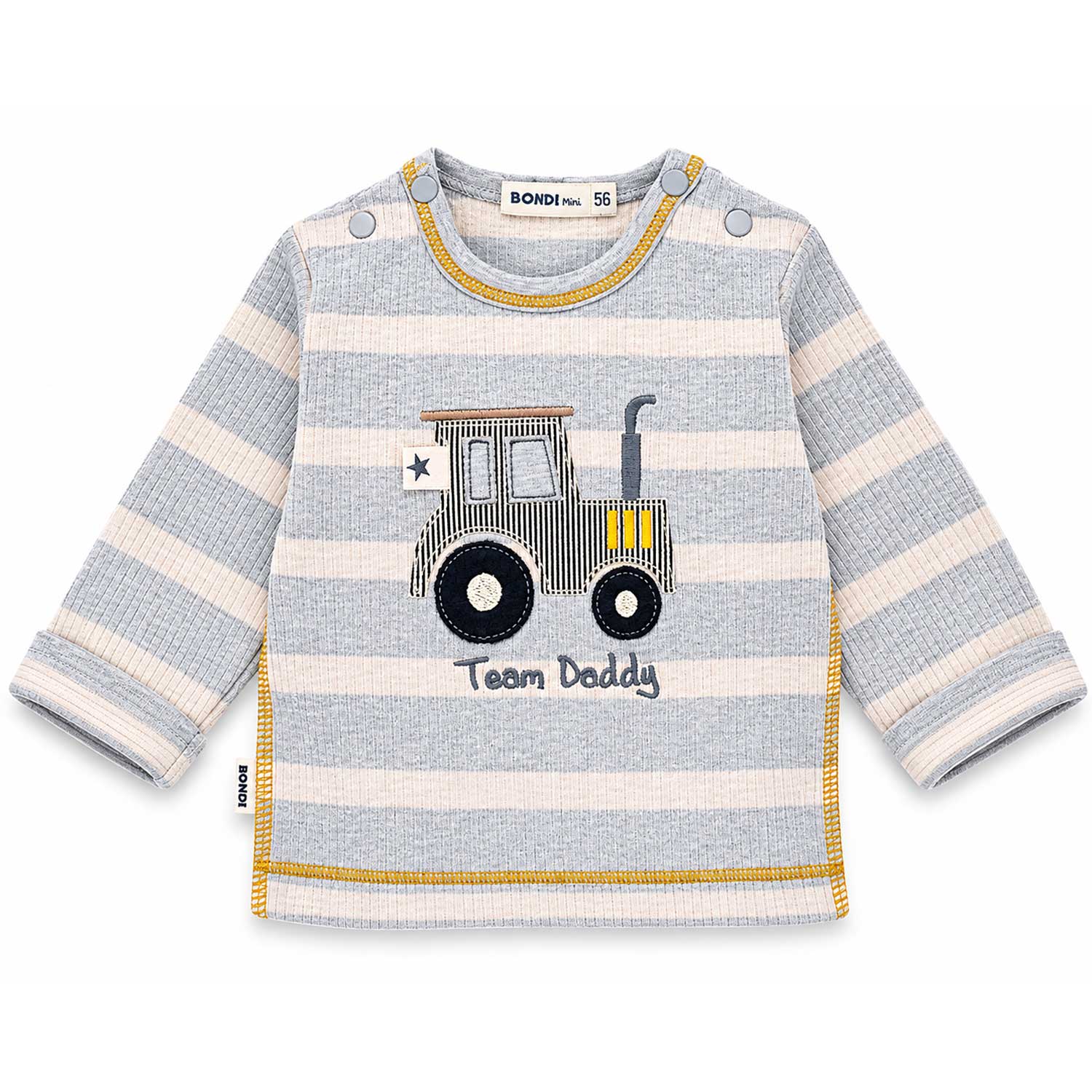 bondi-baby-jungen-langarmshirt-team-daddy-94051-stripe-grey-beige image 1