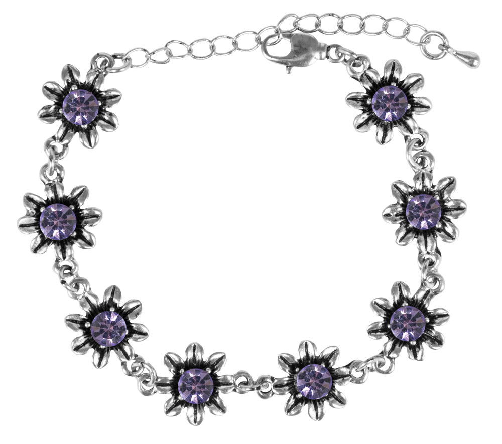 silbernes-strass-armband-mit-bl-ten-lila image 1