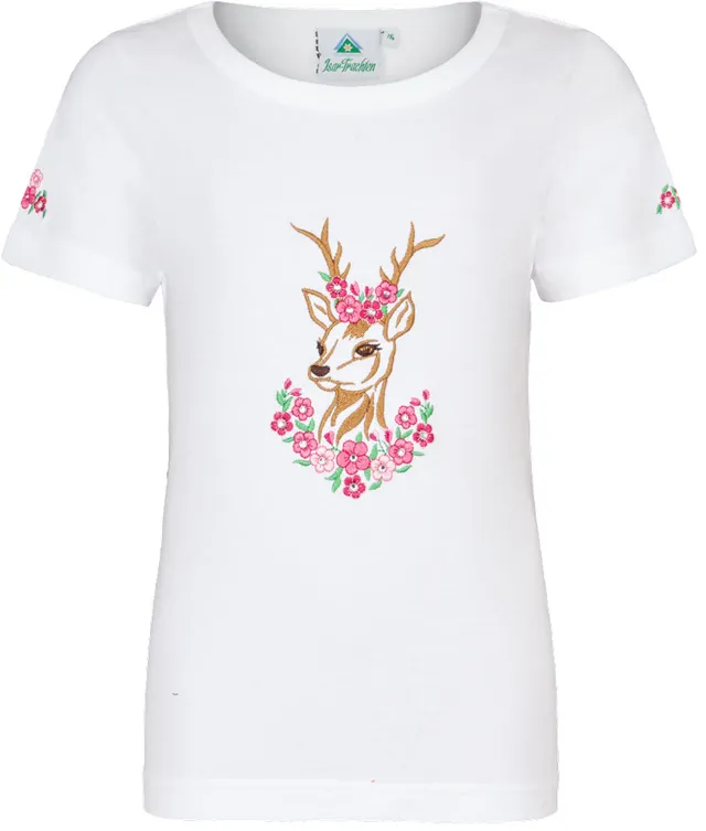trachtenland-isar-trachten-m-dchen-t-shirt-reh-mit-stickerei-52766-wei-pink image 1