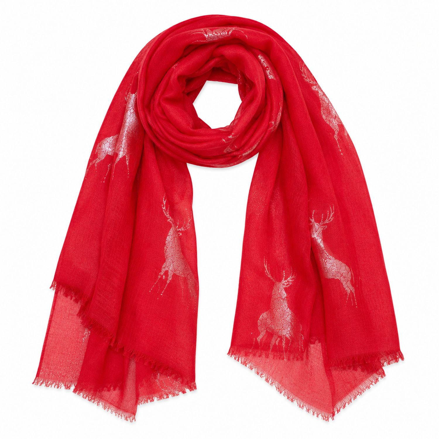 trachtenland-trachten-halstuch-uni-glitter-hirsch-rot image 2
