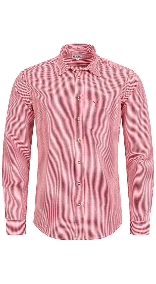 n-bler-trachtenhemd-herren-rudi-langarm-slim-fit-rot-kariert image 1
