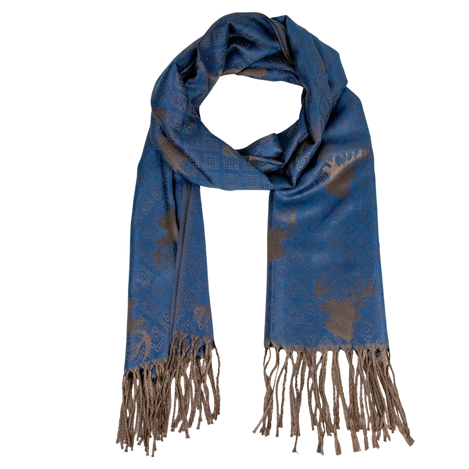 trachtenland-halstuch-schal-mit-hirschkopf-motiv-185-x-70-cm-graublau-braun image 6
