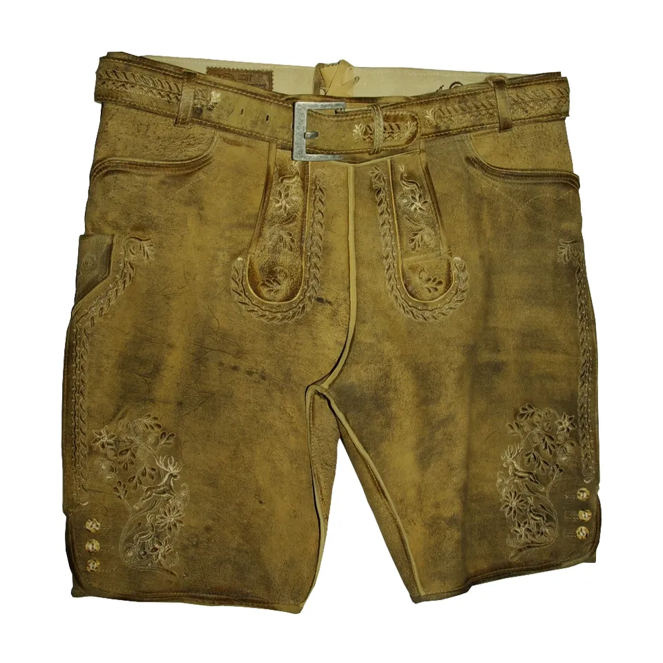 trachten-benkert-klaus-lederhose-antik-sand-mit-g-rtel-ohne-tr-ger image 1