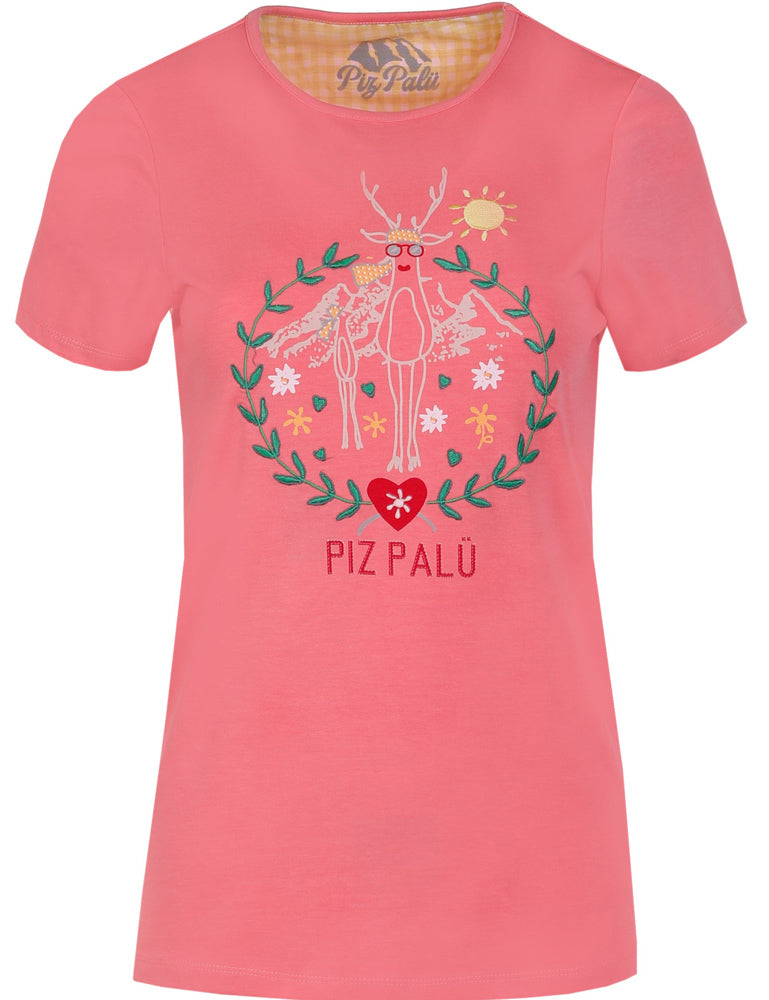 trachtenland-piz-pal-damen-shirt-albaching-hirsch-alpenrose-t-shirt image 1