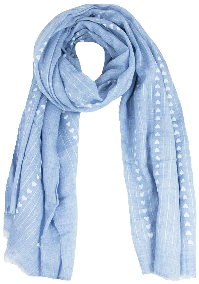 halstuch-schal-unifarben-mit-herzen-und-glitzerstreifen-185-x-70-cm-hellblau image 1