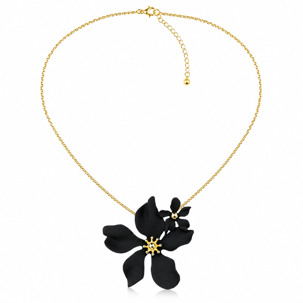 luisia-halskette-nelia-blumen-16-karat-vergoldet-schwarz image 3