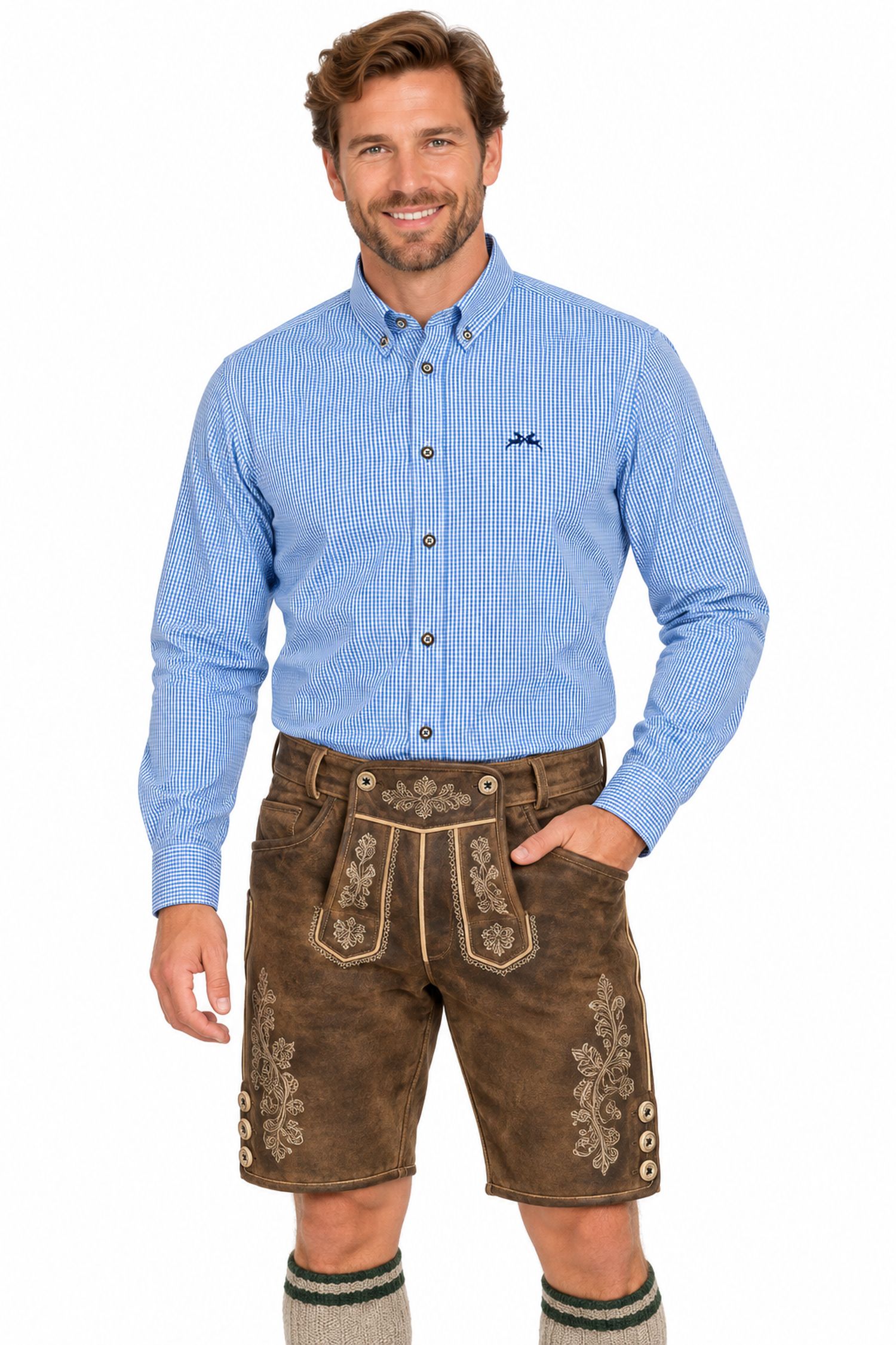 maddox-herren-trachtenhemd-hemd-47-kariert-hellblau image 5