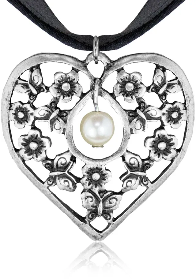 luisia-satin-collier-sue-mit-herz-anh-nger-schwarz image 1