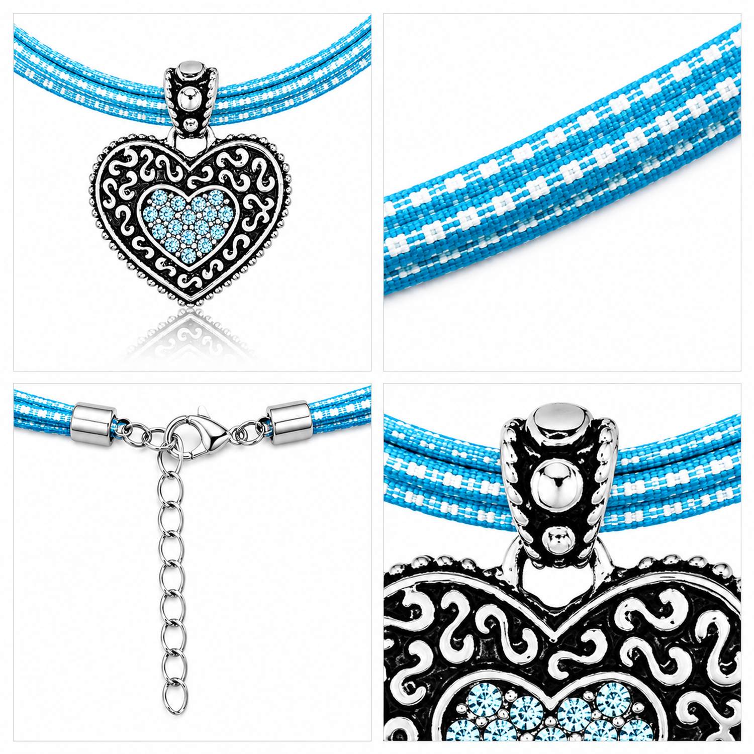 luisia-kinder-halskette-kariert-mit-herz-kristalle-swarovski-t-rkis image 6
